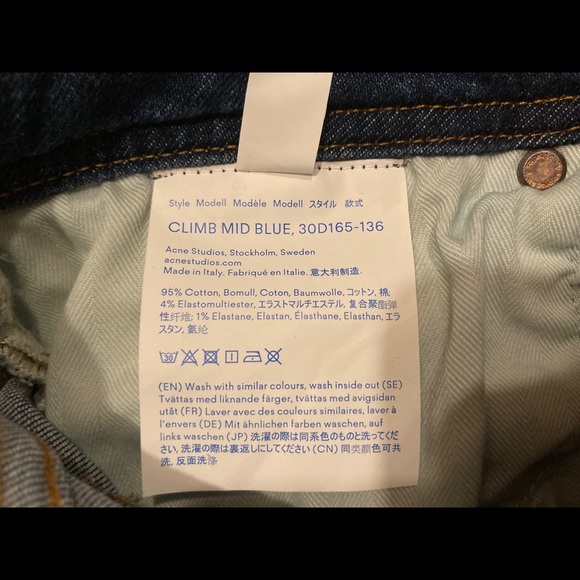 NWOT Acne Climb Mid Blue Stretch Jeans sz 30 - Picture 6 of 7